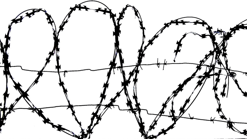 barbed with hearts and cross